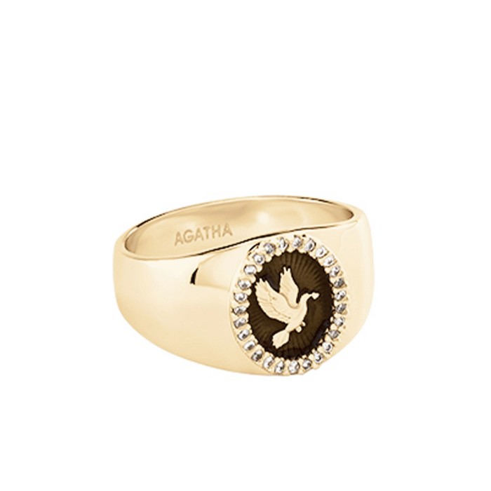 Black and Gold Dove Ring by Agatha