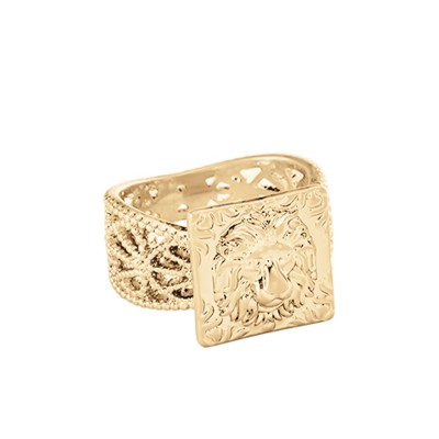 Wide Golden Lion Ring by Agatha