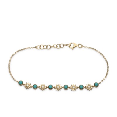 Yellow Gold Bracelet with Diamonds and Turquoise by Grau