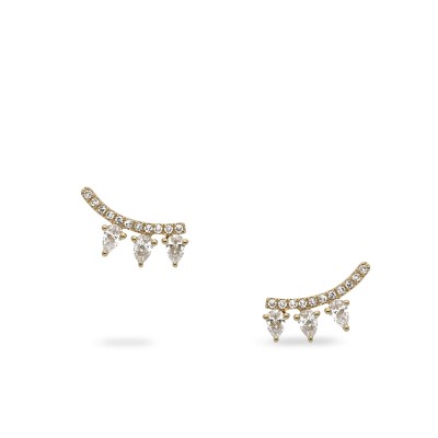 Yellow Gold Earrings with Three Diamonds by Grau