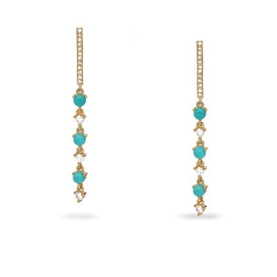 Long Turquoise and Diamond Earrings by Grau