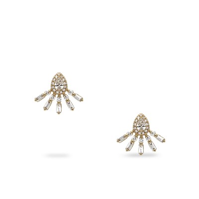 Yellow Gold Earrings with Diamond Arms by Grau