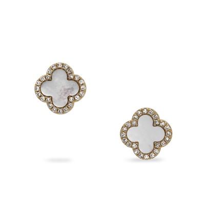 Yellow Gold Earrings with Mother of Pearl by Grau