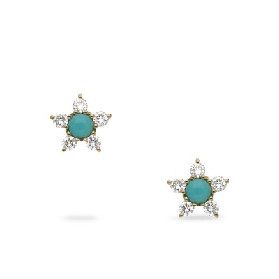Star Turquoise and Diamond Earrings by Grau