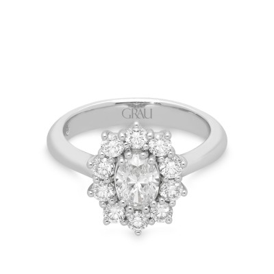 White Gold Rosette Ring with Diamond Band
