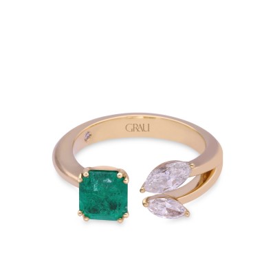 Grau Emerald and Diamond Open Ring