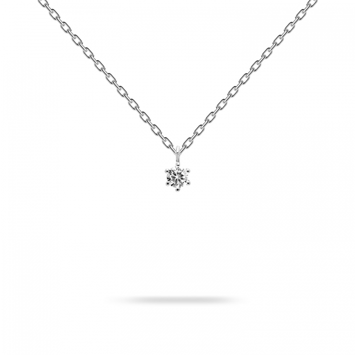 PDPAOLA White Solitary Silver Necklace