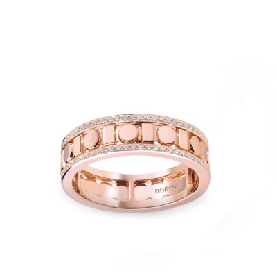 Rose Gold Sphere and Square Ring Damiani