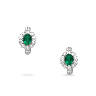 Emerald Grau Rosette and White Gold Earrings