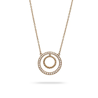 Necklace Grau circles Pink Gold and Diamonds