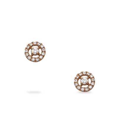 Grau Circular Button Earrings Rose Gold and Diamonds