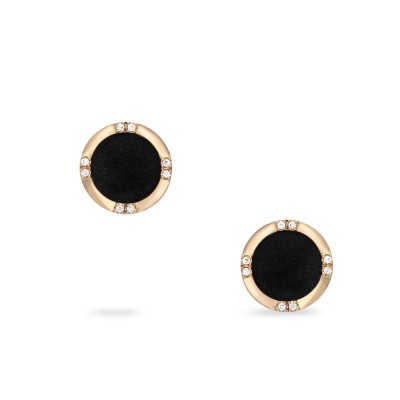 Halo 'Grau Onyx & Rose Gold Earrings