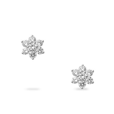 White Gold and Diamond Flower Stud Earrings