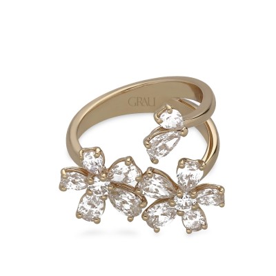Grau Floral Ring Rose Gold and Diamonds