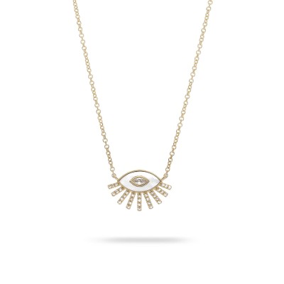 Tiny Charms Grau Eye with Mother-of-pearl and Diamonds Necklace