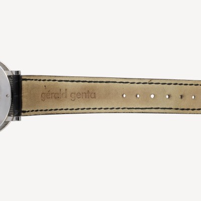 Gérald Genta steel watch and black strap