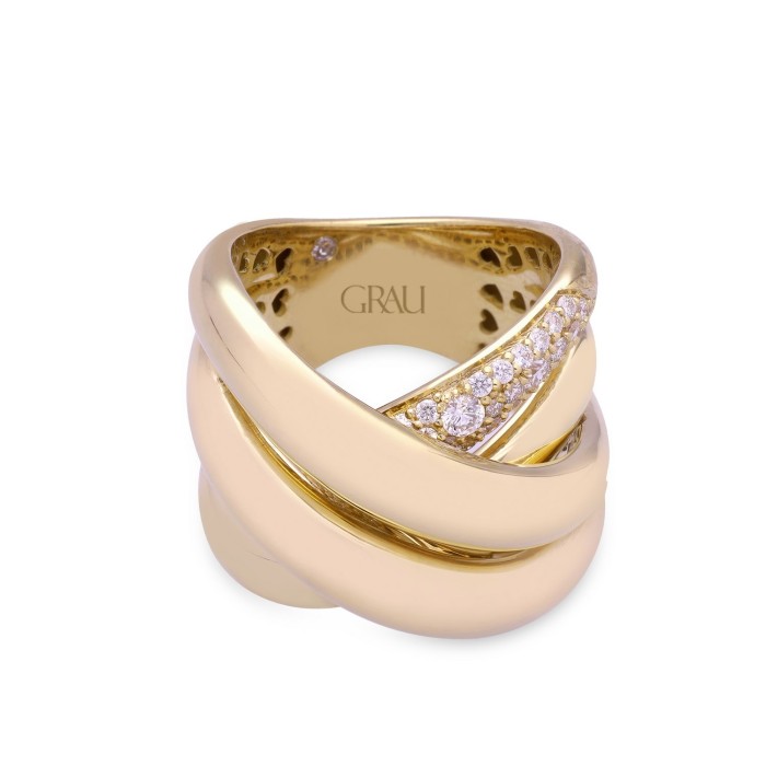 Grau Yellow Gold Crossed Ring