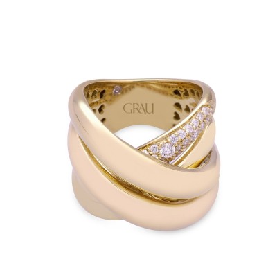 Grau Yellow Gold Crossed Ring
