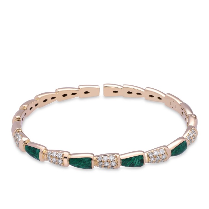 Grau Yellow Gold Malachite and Diamond Bracelet