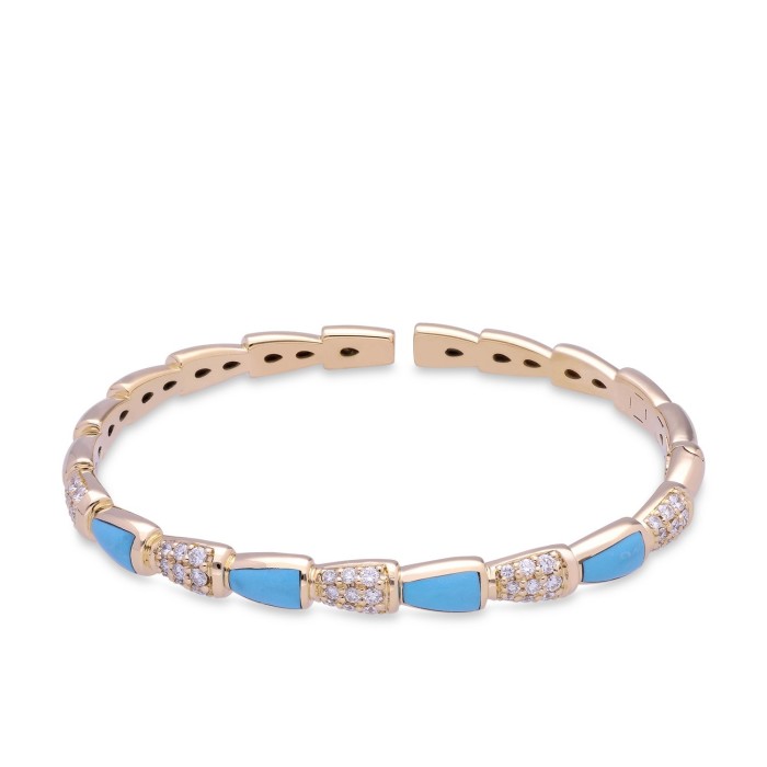 Pulsera Grau Oro Rosa Turquesa y Diamantes