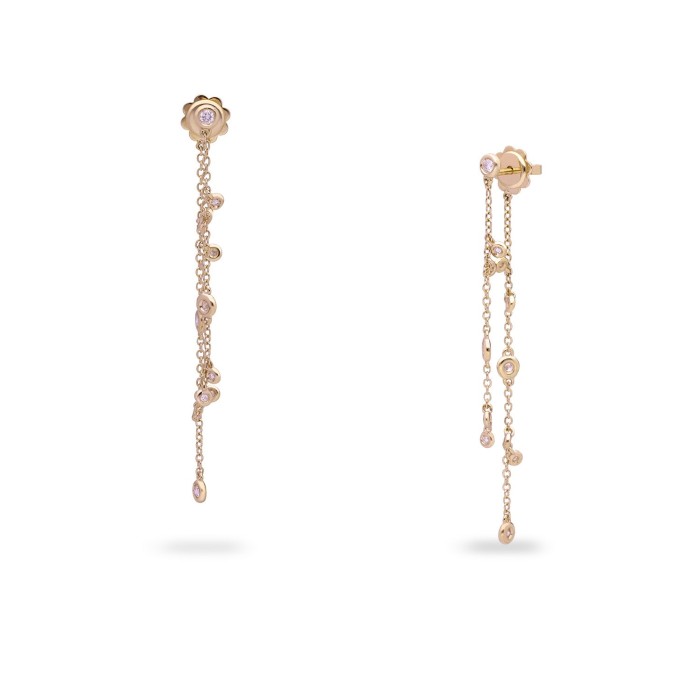 Aura Long Earrings Grau Yellow Gold