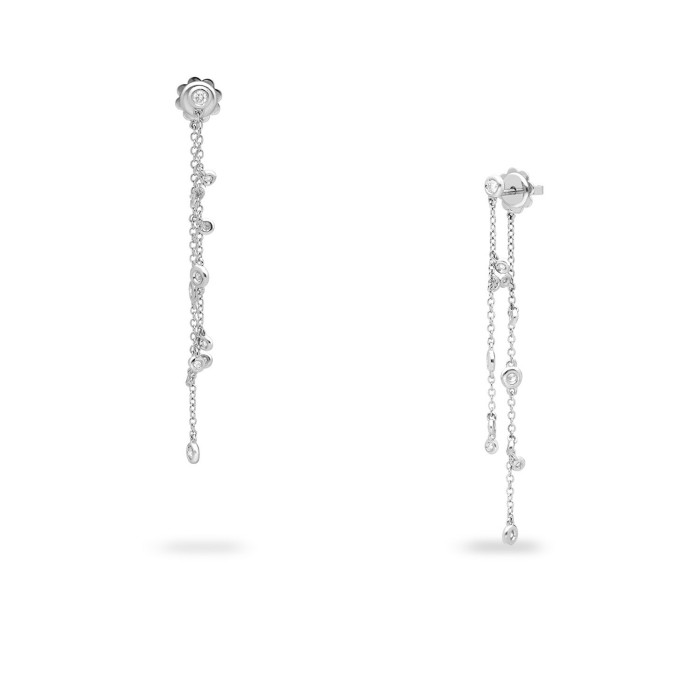 Aura Long Earrings Grau White Gold