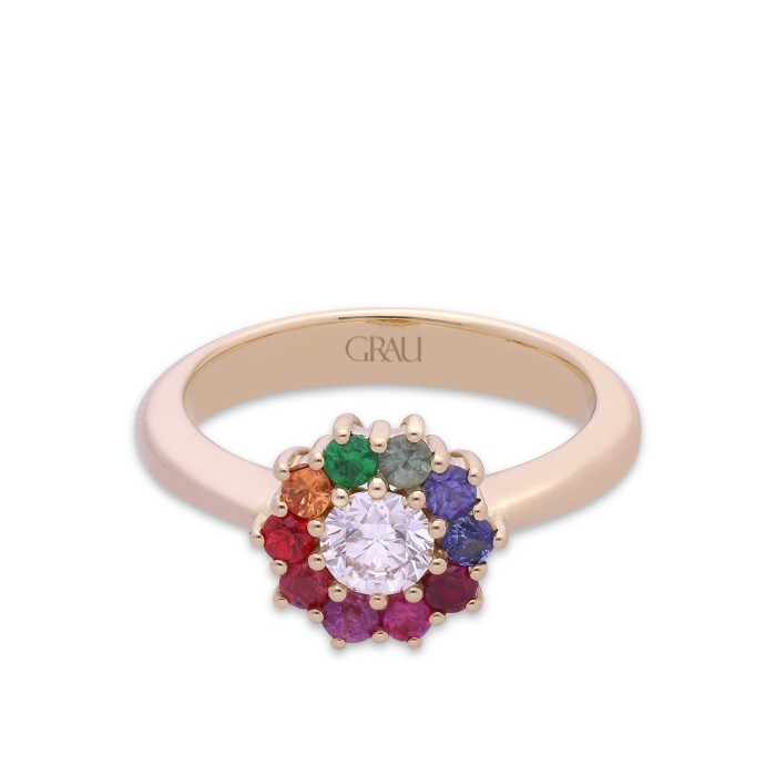 Grau Rosetón Ring in Yellow Gold and Sapphires