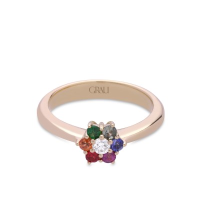 Grau Rosetón Ring in Yellow Gold and Sapphires