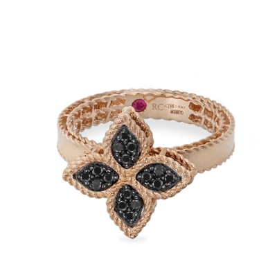 Roberto Coin Princess Flower Black Diamond Ring