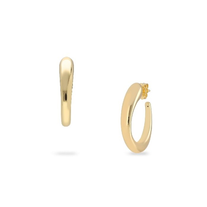 Grau Gold Drop Hoop Earrings