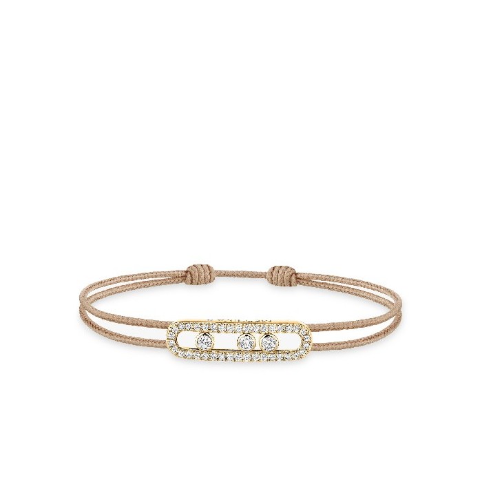 MESSIKA CARE(S) Beige Cord Bracelet with Pavé Diamonds