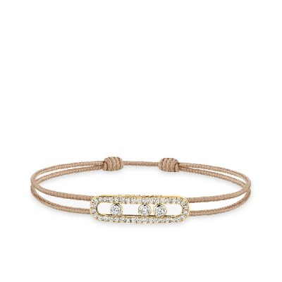 MESSIKA CARE(S) Beige Cord Bracelet with Pavé Diamonds