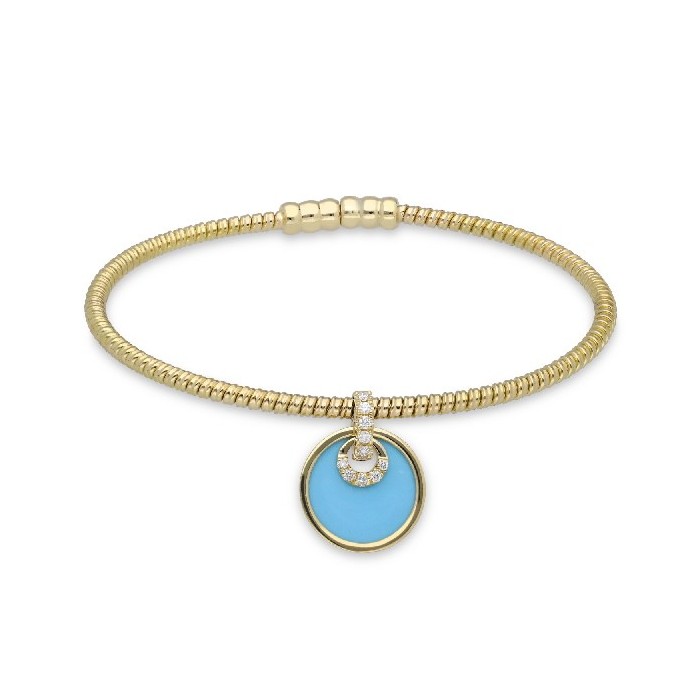 Grau Rigid Bracelet Yellow Gold and Turquoise