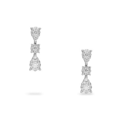 Grau Long Platinum Diamond Earrings