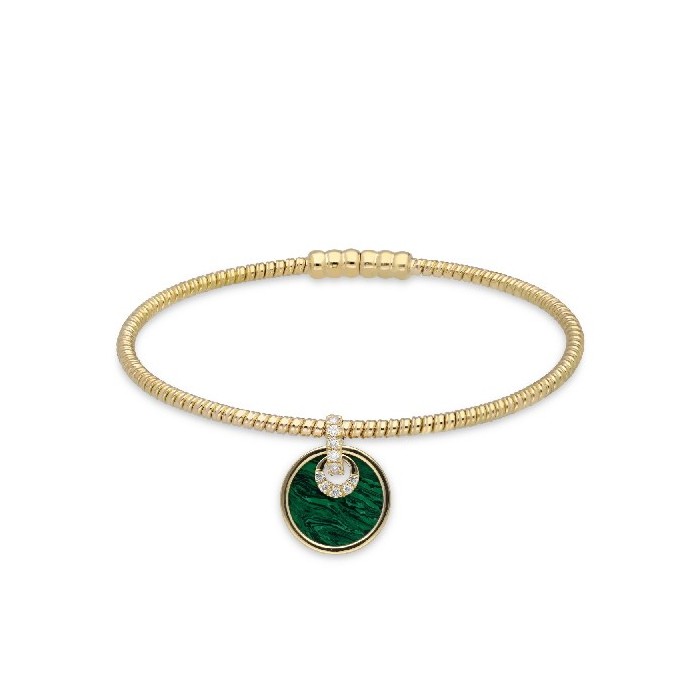 Grau Rigid Bracelet Yellow Gold and Malachite