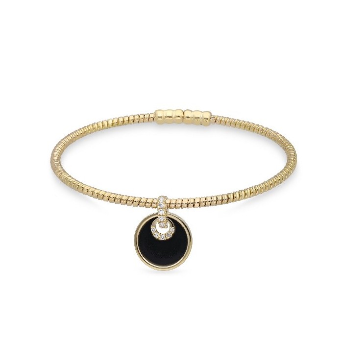 Grau Yellow Gold and Onyx Rigid Bracelet