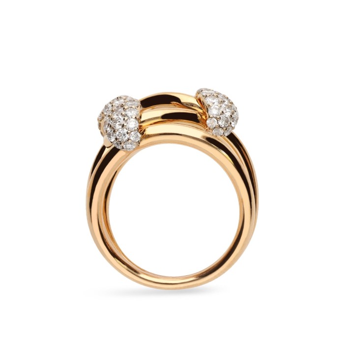 Four-Center Rose Gold and Diamonds Grau Ring