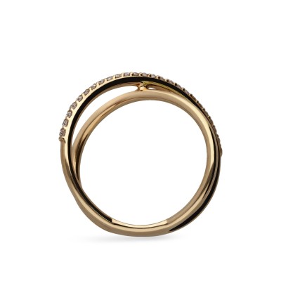 Fine Crossed Ring Grau Rose Gold & Diamonds