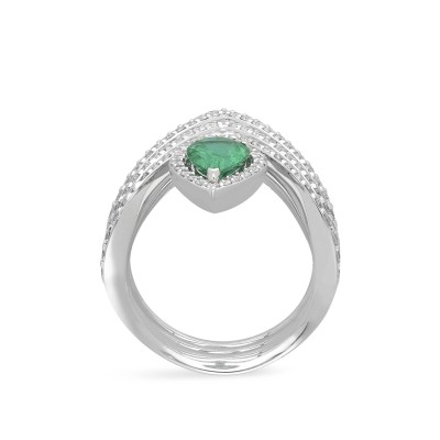 Grau White Gold Ring with Diamonds and Emerald