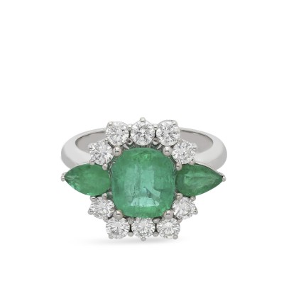 Grau Ring Emeralds, Diamonds and White Gold
