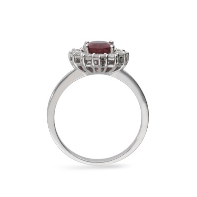 Ruby Rosette and White Gold Ring