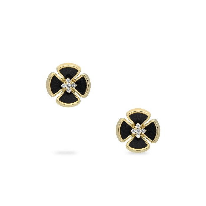 Grau Onyx Flower Earrings