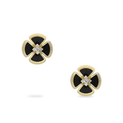 Grau Onyx Flower Earrings