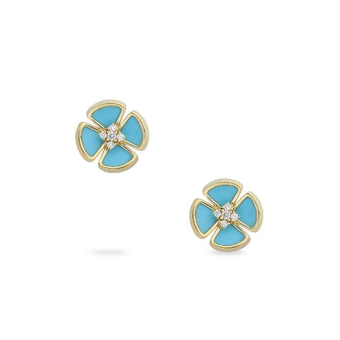 Grau Turquoise Flower Earrings