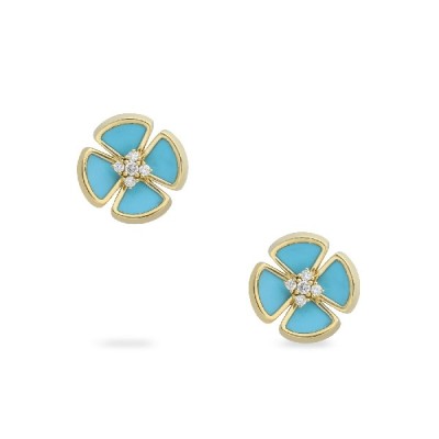 Grau Turquoise Flower Earrings