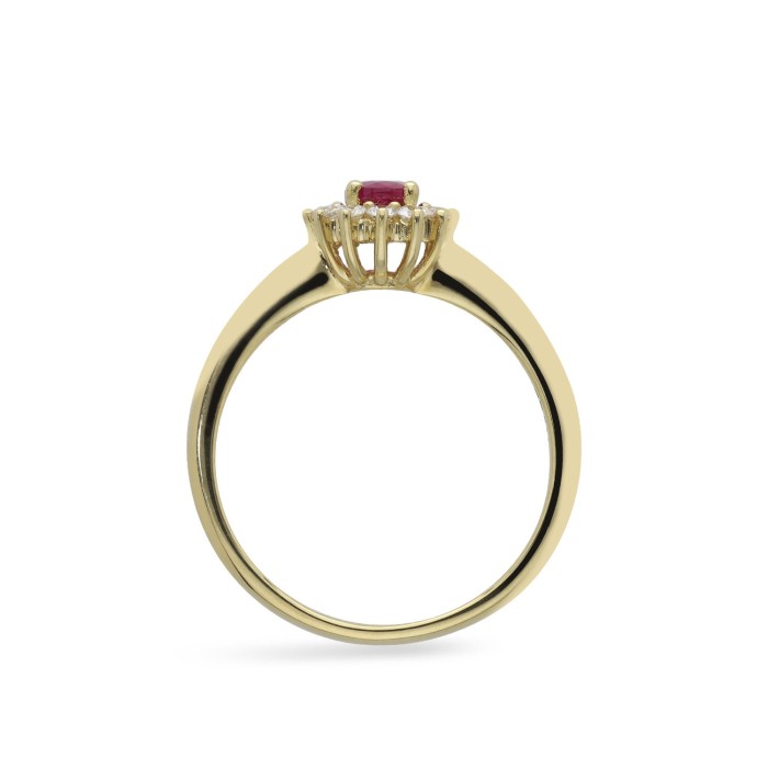 Anillo Rosetón Grau Rubí y Oro Amarillo