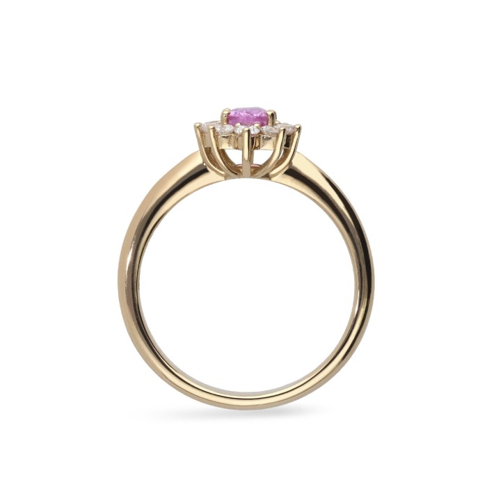 Anillo Rosetón Zafiro Rosa Oro rosa