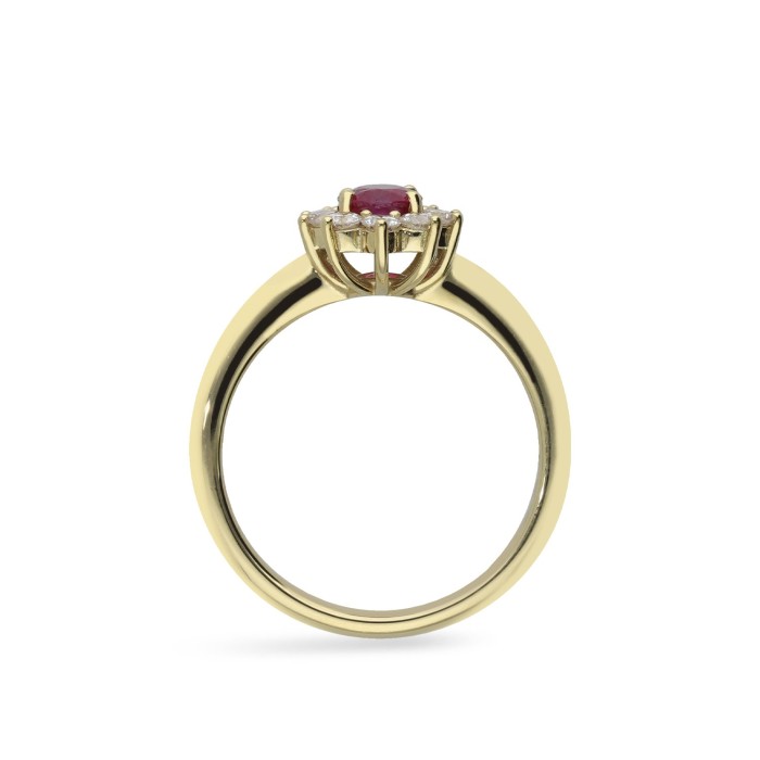 Ruby and Yellow Gold Rosette Grau Ring