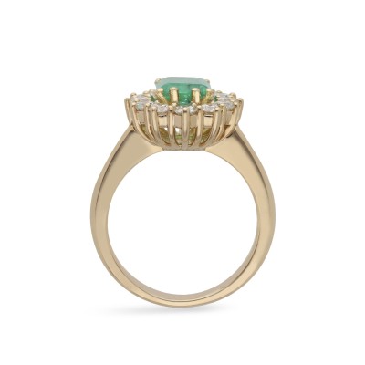 Rosette Ring Grau Colombian Emerald and Pink Gold
