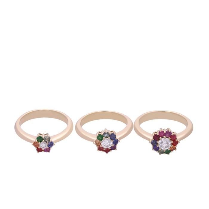 Rose Roseton Ring in Yellow Gold and Sapphires